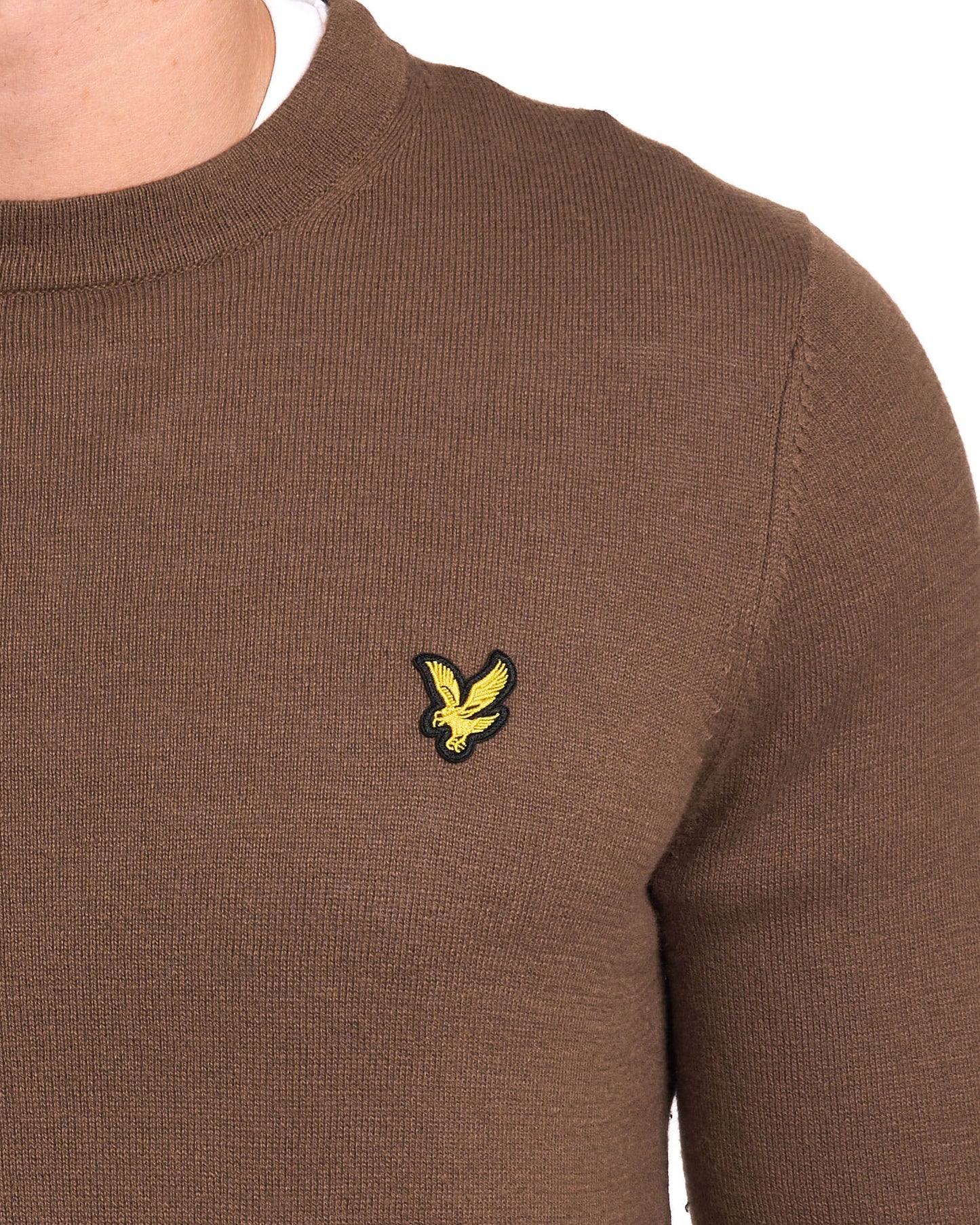Lyle & Scott Cotton Merino Crew Jumper Sepia Brown