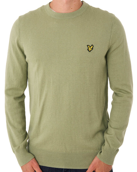 Lyle & Scott Cotton Merino Crew Jumper Smokey Olive