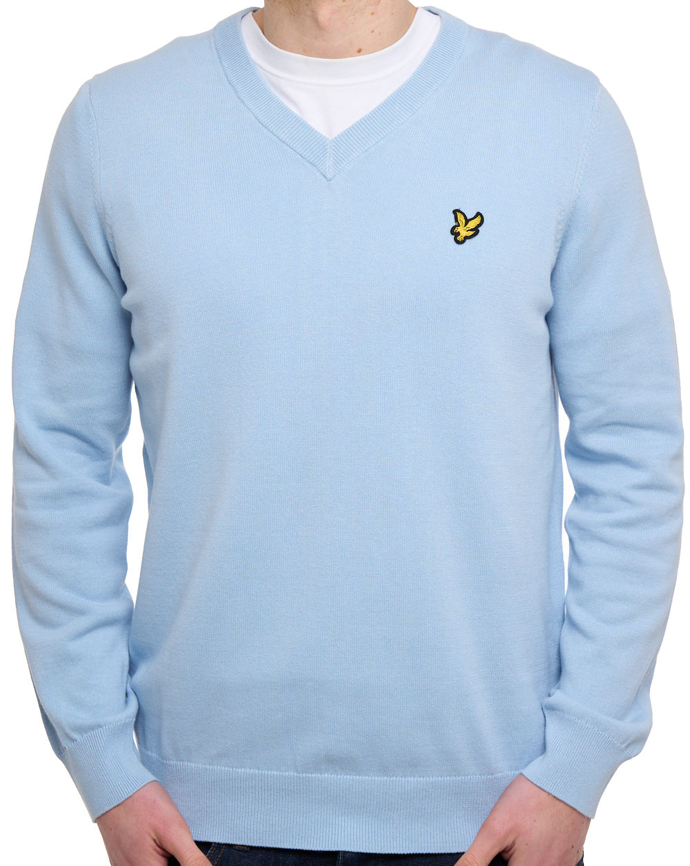 Lyle & Scott Cotton V Neck Jumper Opal Blue