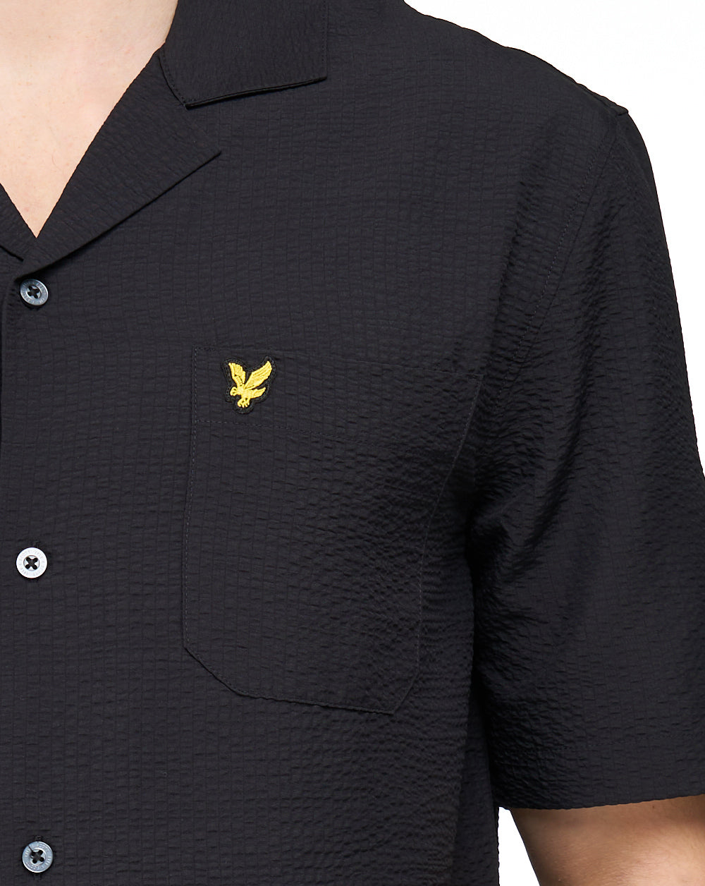 Lyle & Scott Crinkle Resort SS Shirt Jet Black