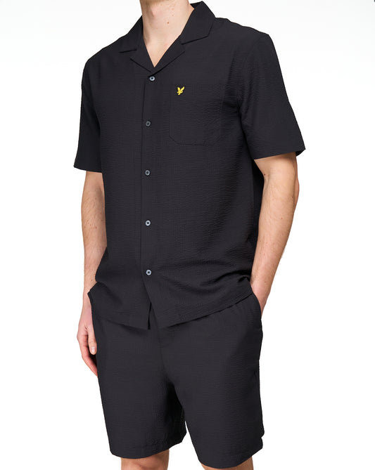 Lyle And Scott Lyle & Scott Crinkle Resort SS Shirt Jet Black