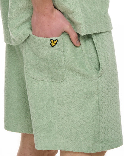 Lyle & Scott Honeycomb Towelling Shorts Sage Green