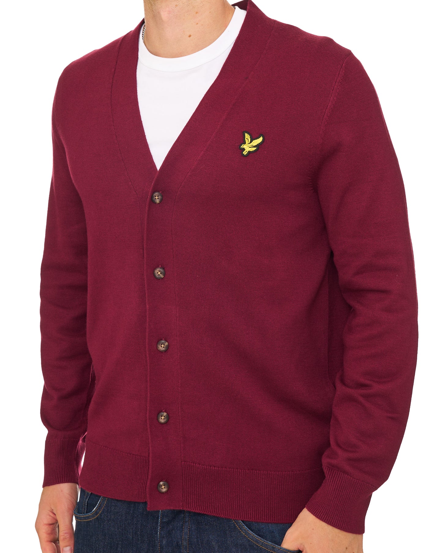 Lyle & Scott Knitted Classic Cardigan Claret Jug