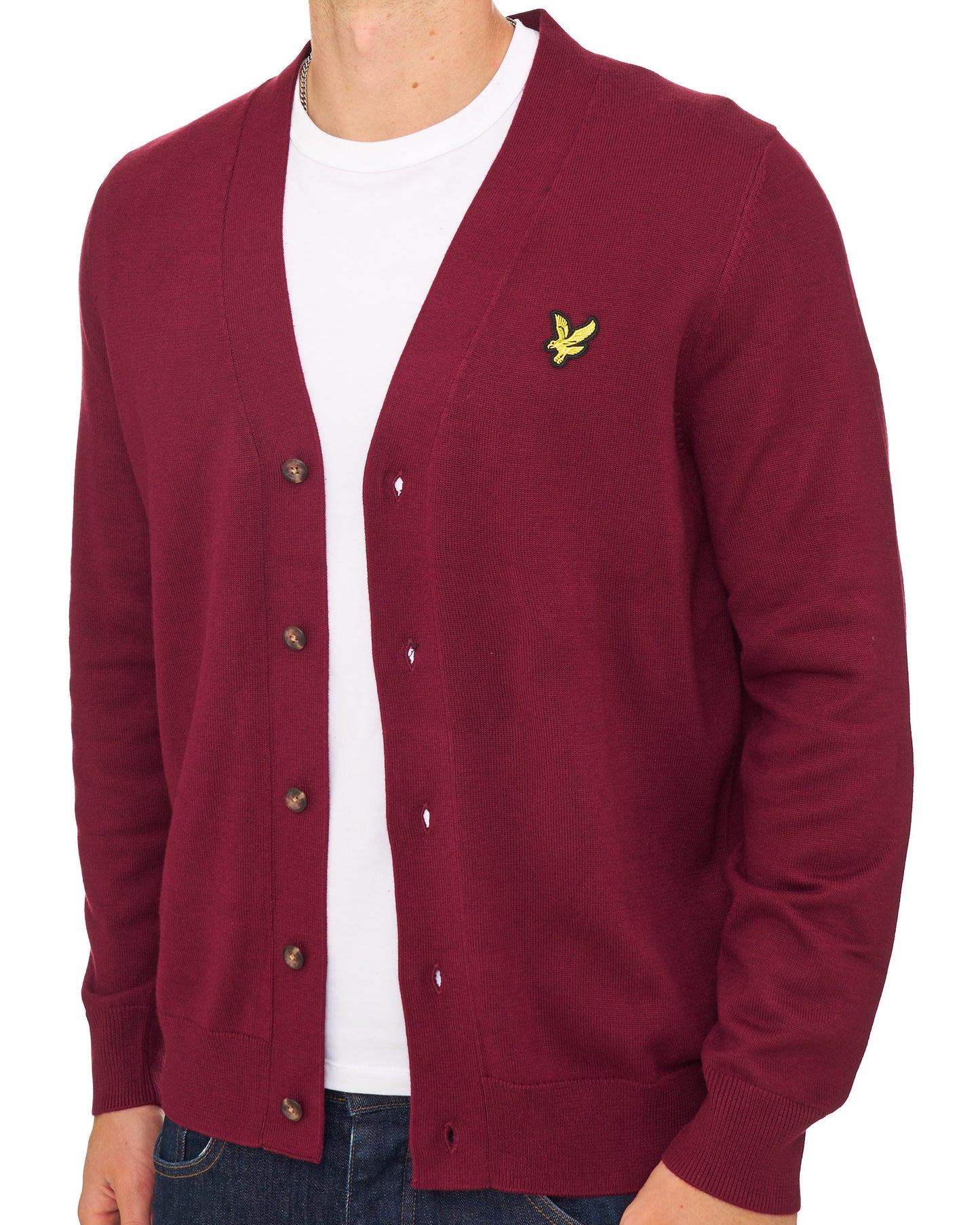 Lyle & Scott Knitted Classic Cardigan Claret Jug