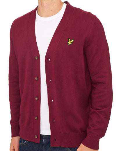 Lyle & Scott Knitted Classic Cardigan Claret Jug