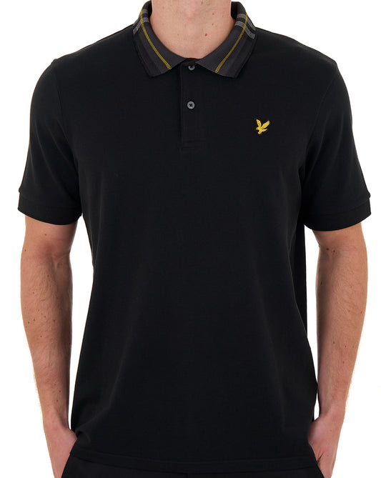 Lyle And Scott Lyle & Scott Tartan Collar Polo Shirt Jet Black