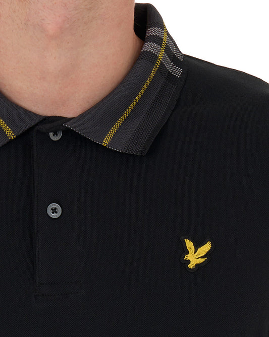 Lyle And Scott Lyle & Scott Tartan Collar Polo Shirt Jet Black