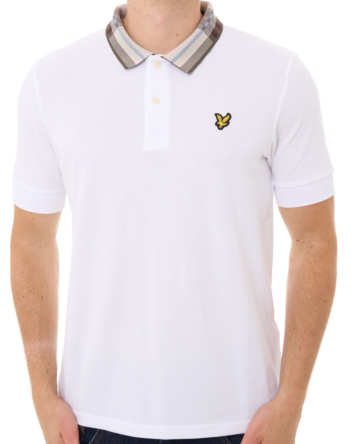 Lyle & Scott Tartan Collar Polo Shirt White