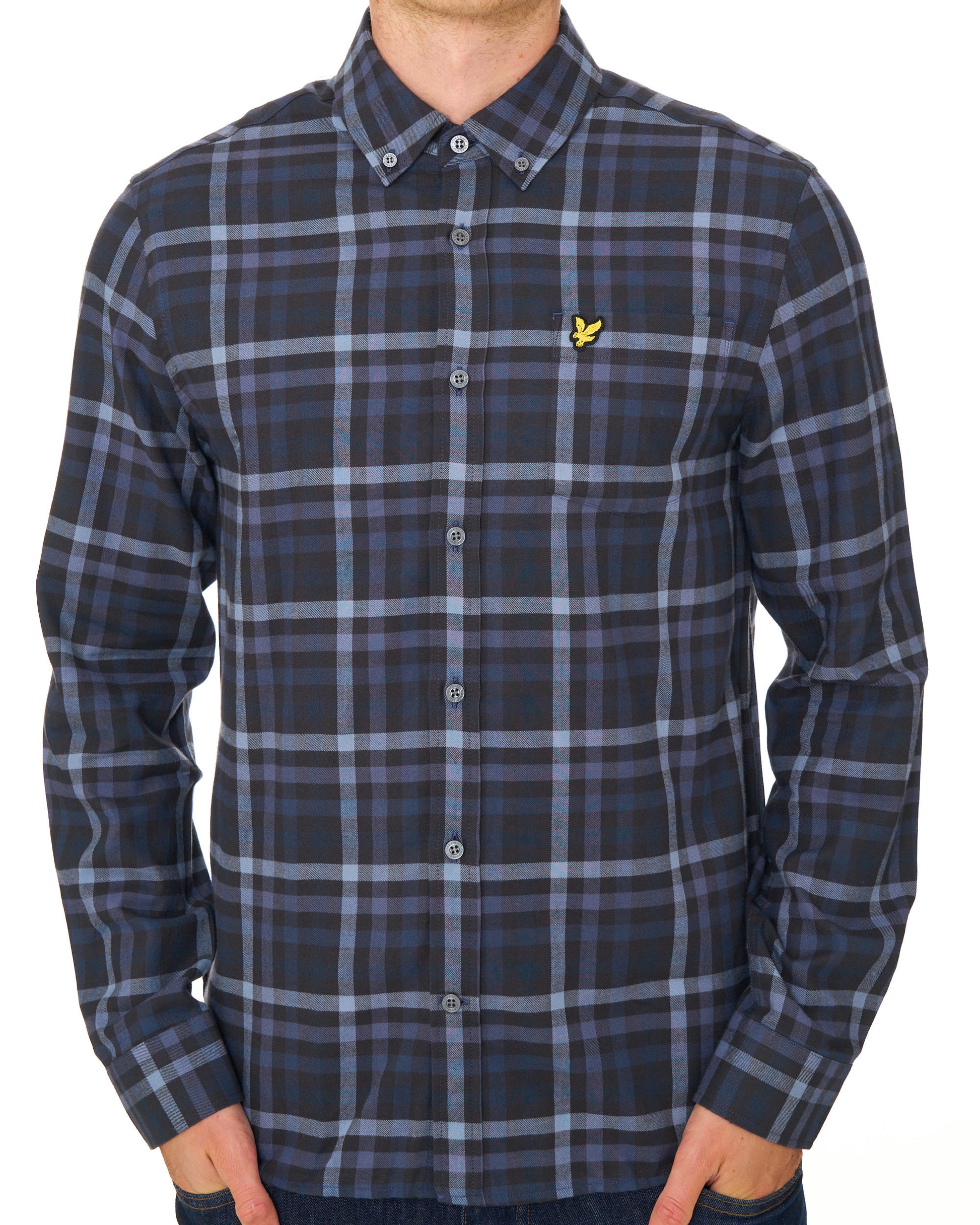 Lyle & Scott Tonal Check Shirt Dark Navy