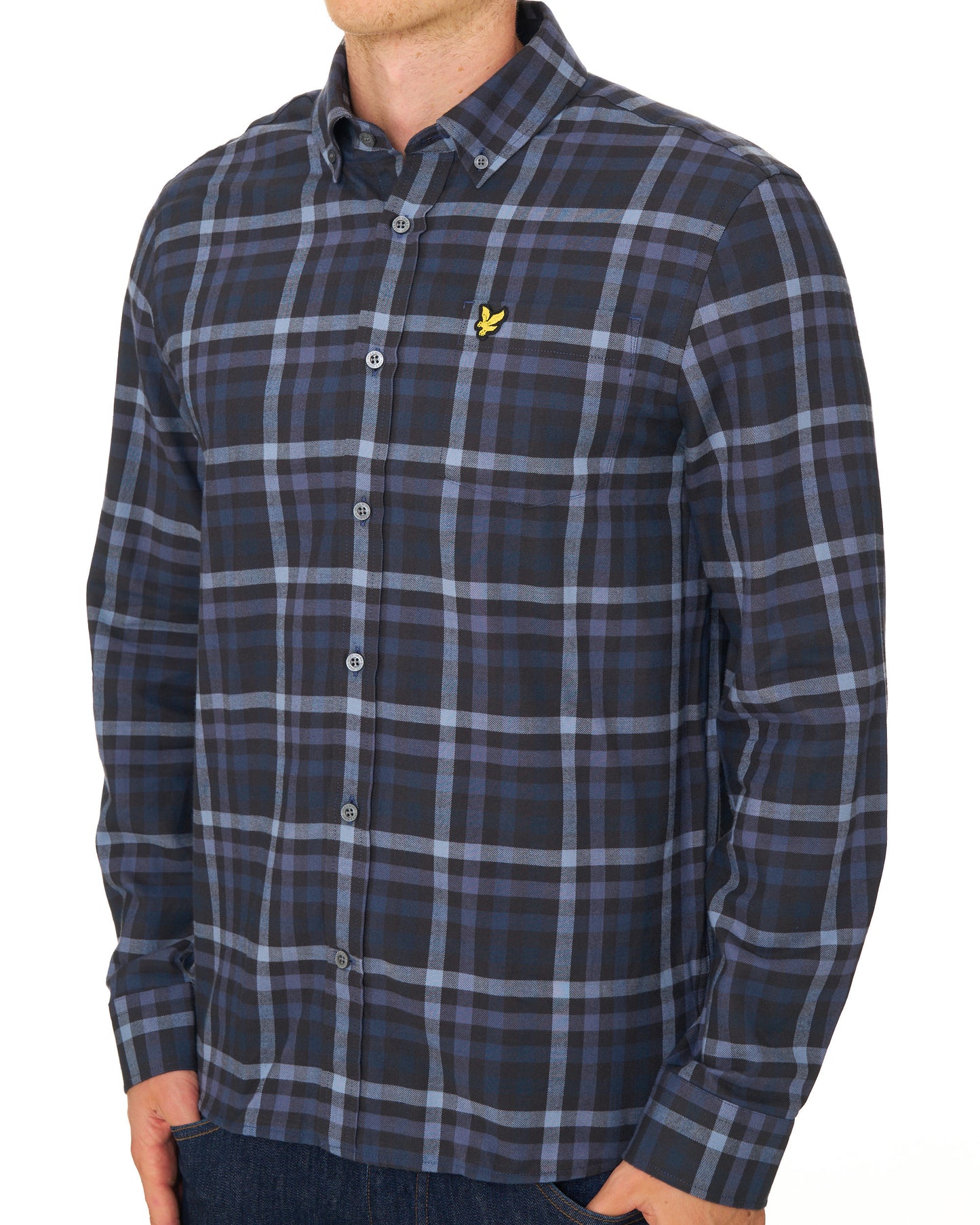 Lyle & Scott Tonal Check Shirt Dark Navy