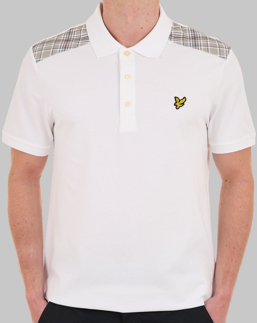 Lyle & Scott Check Panelled Polo White
