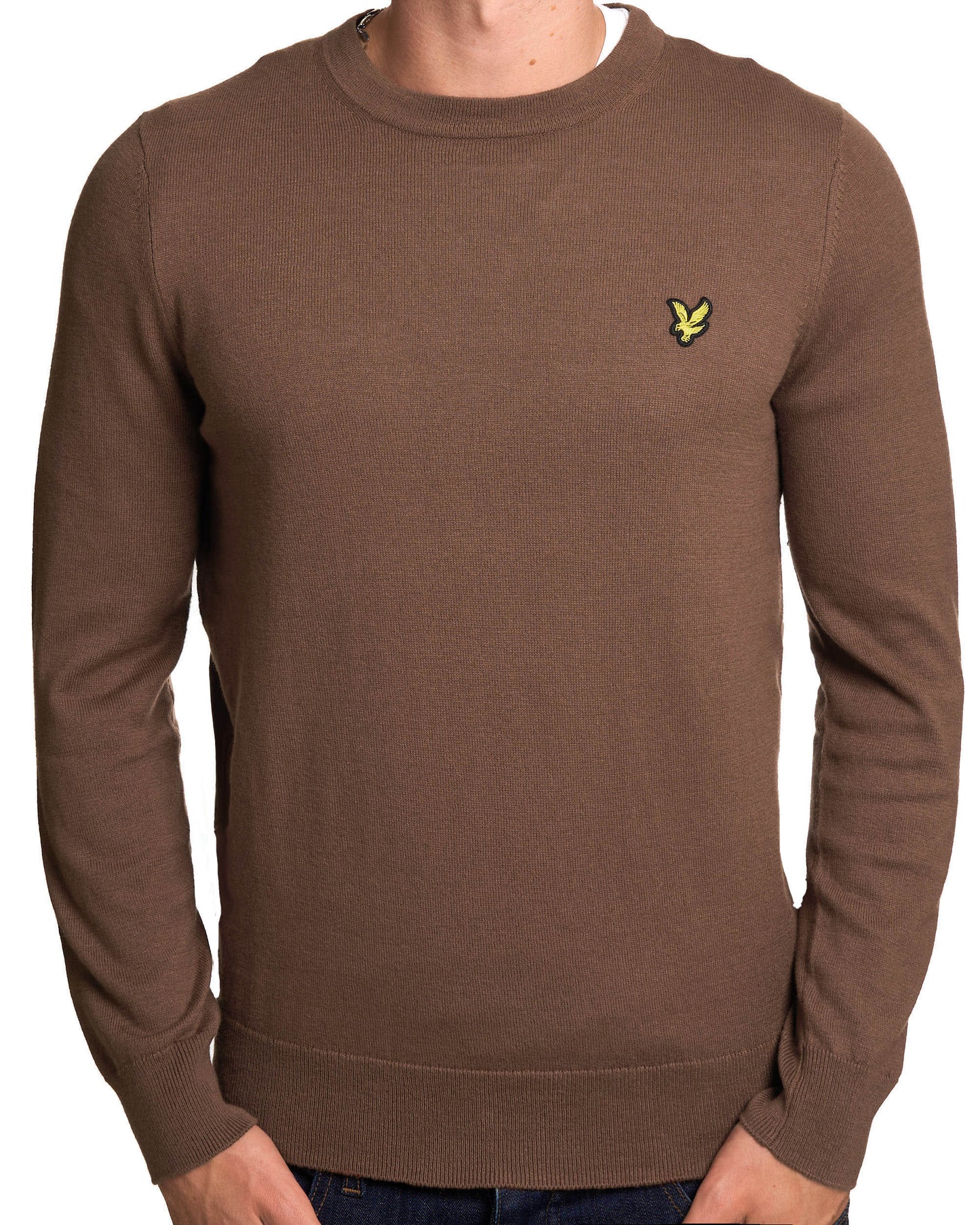 Lyle & Scott Cotton Merino Crew Jumper Sepia Brown