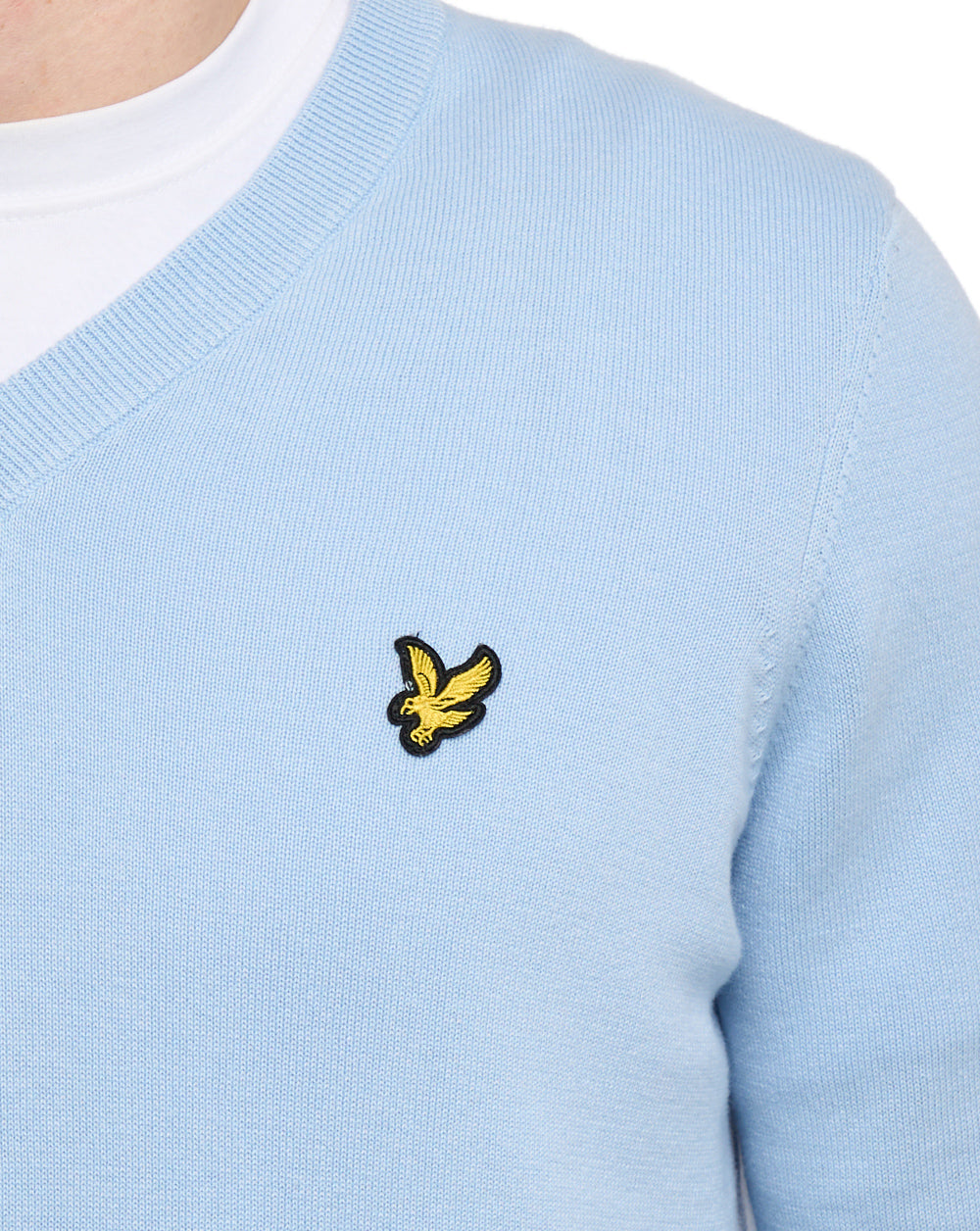 Lyle & Scott Cotton V Neck Jumper Opal Blue