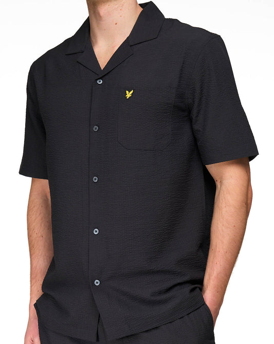 Lyle And Scott Lyle & Scott Crinkle Resort SS Shirt Jet Black