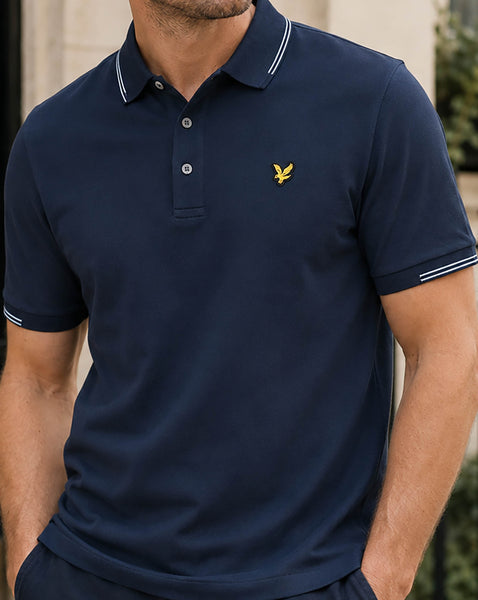 Lyle & Scott Fine Tipped Polo Shirt Dark Navy