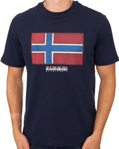 Napapijri Tiki Flag T Shirt Blue Marine