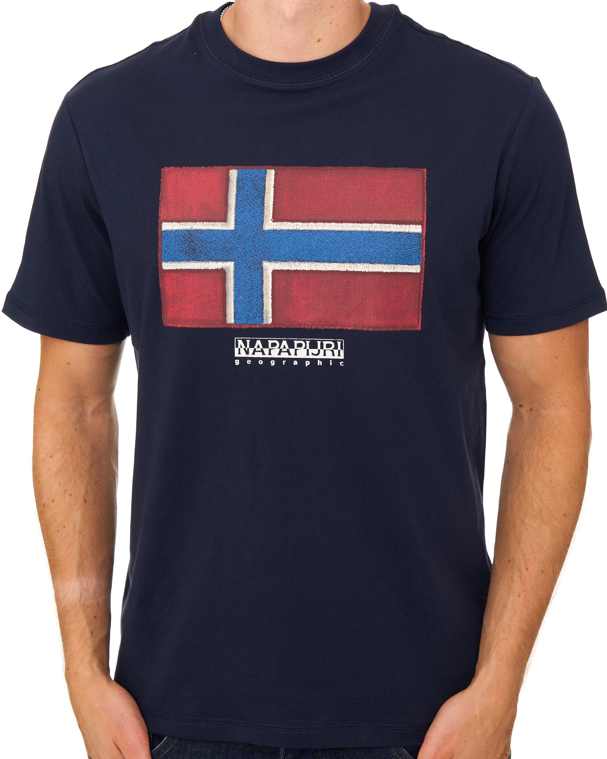 Napapijri Tiki Flag T Shirt Blue Marine