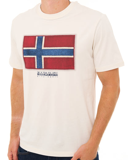 Napapijri Tiki Flag T Shirt White Whisper