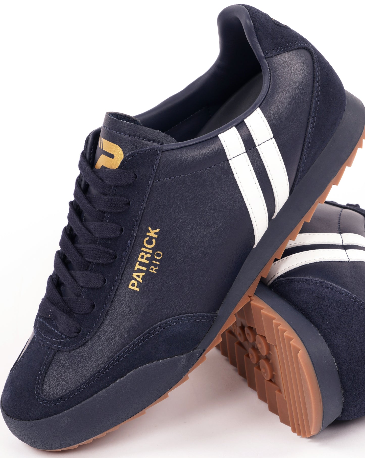 Patrick Rio Leather Trainers Navy/White