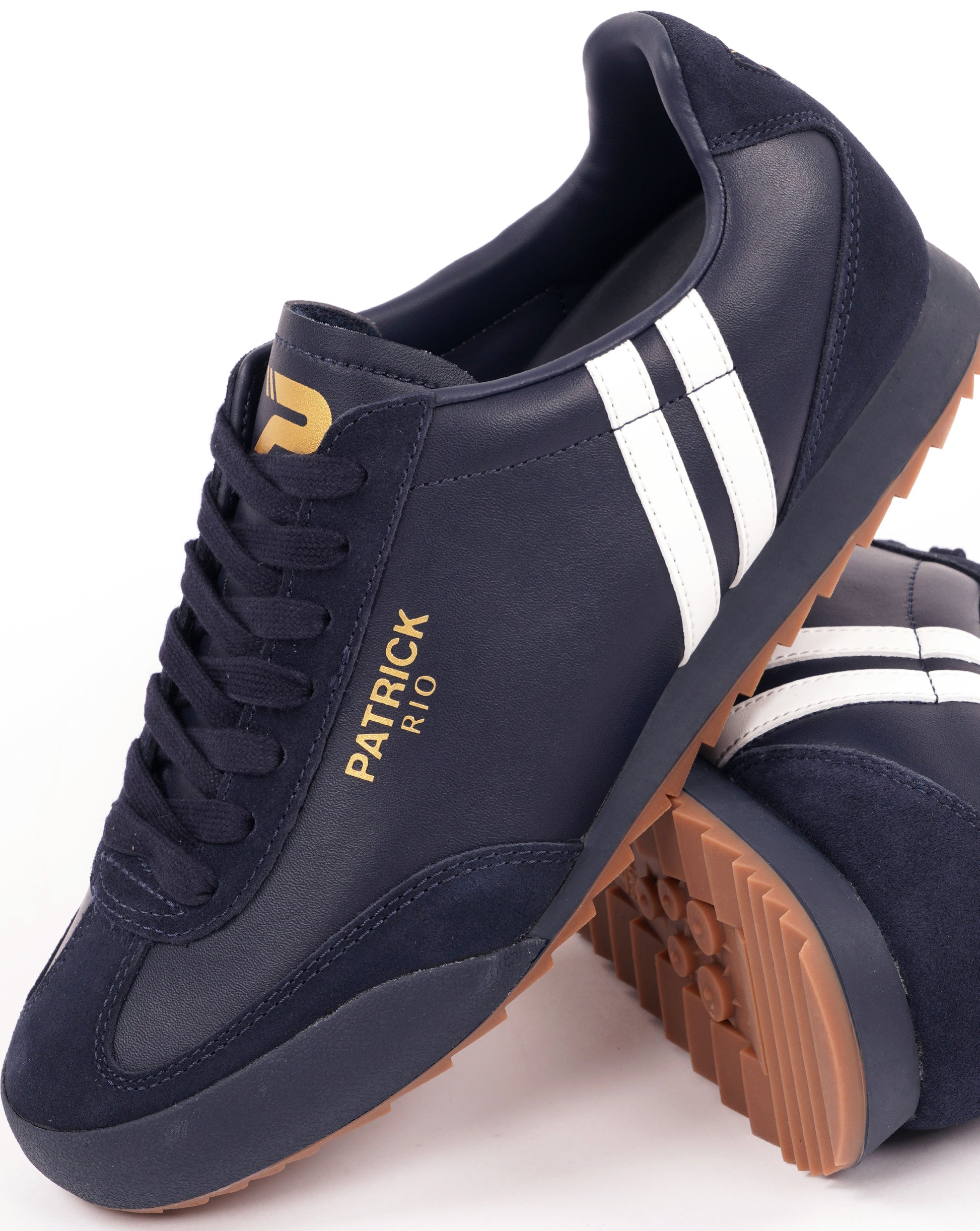 Patrick Rio Leather Trainers Navy/White