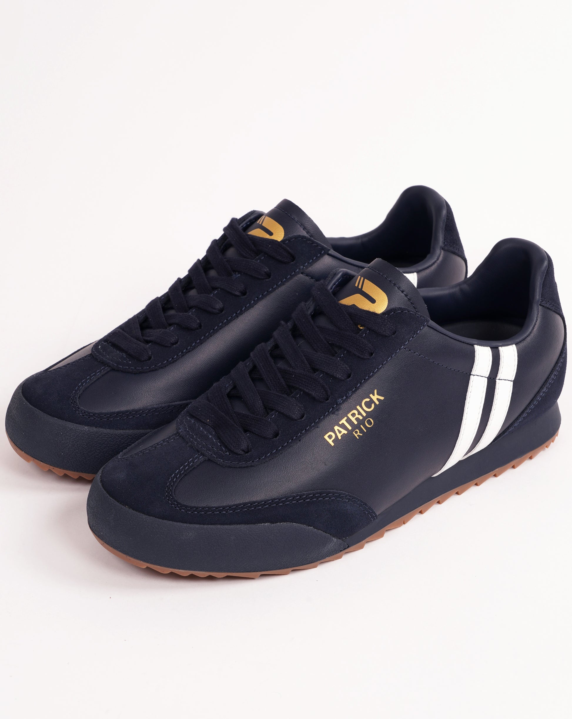 Patrick Rio Leather Trainers Navy/White