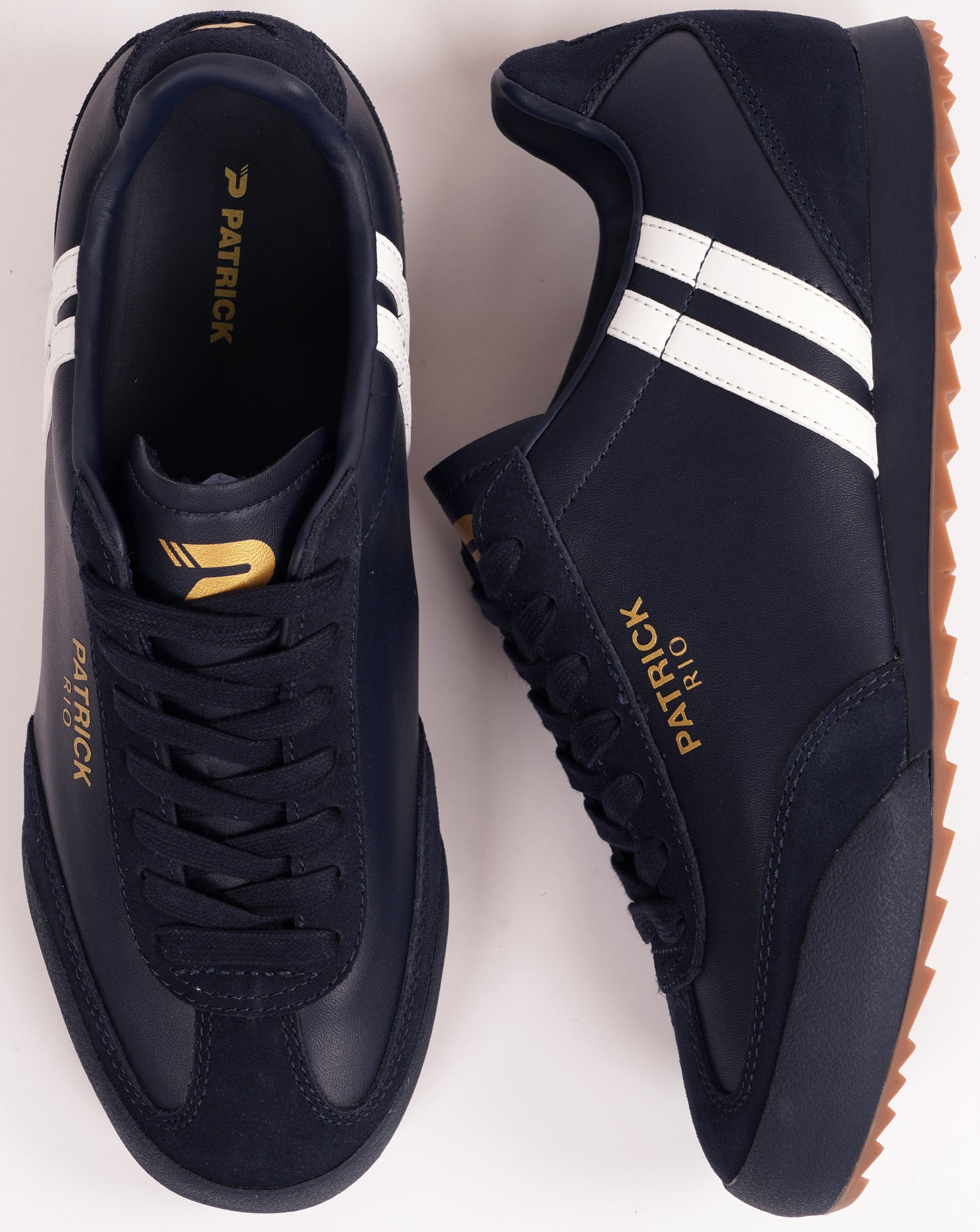 Patrick Rio Leather Trainers Navy/White