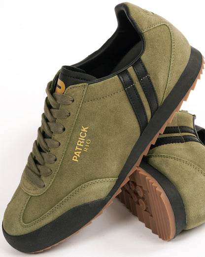 Patrick Rio Suede Trainers Olive Green/Black