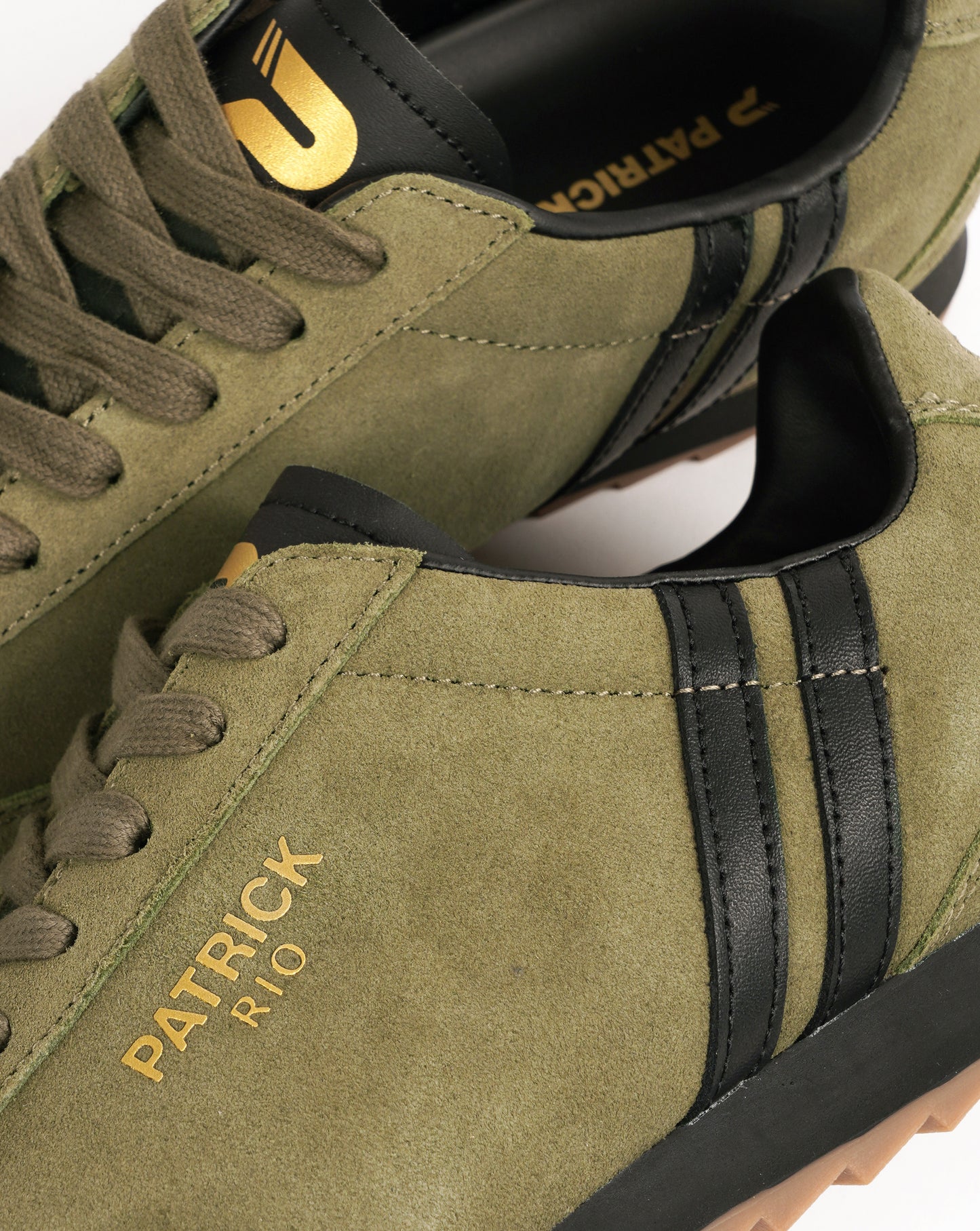 Patrick Rio Suede Trainers Olive Green/Black