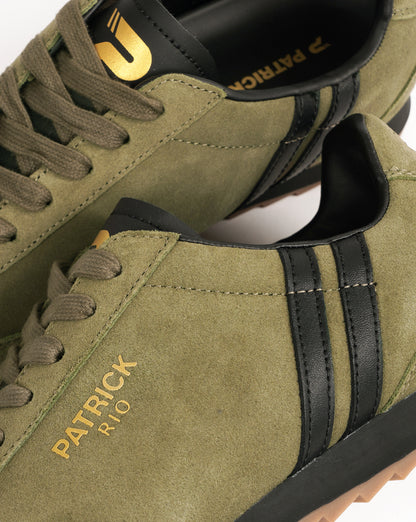 Patrick Rio Suede Trainers Olive Green/Black