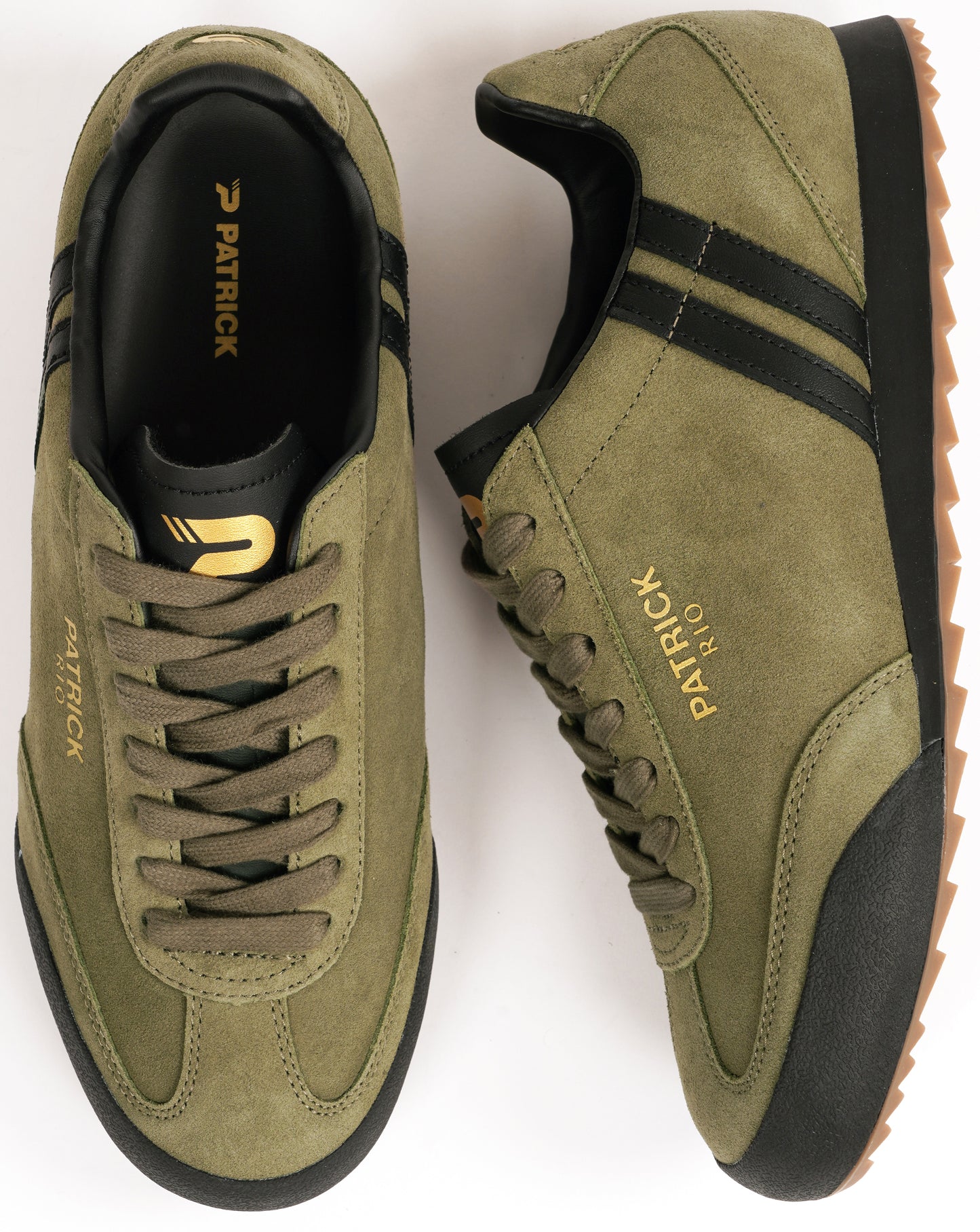 Patrick Rio Suede Trainers Olive Green/Black