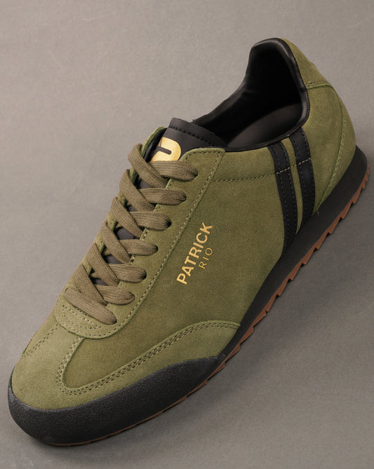Patrick Patrick Rio Suede Trainers Olive Green/Black