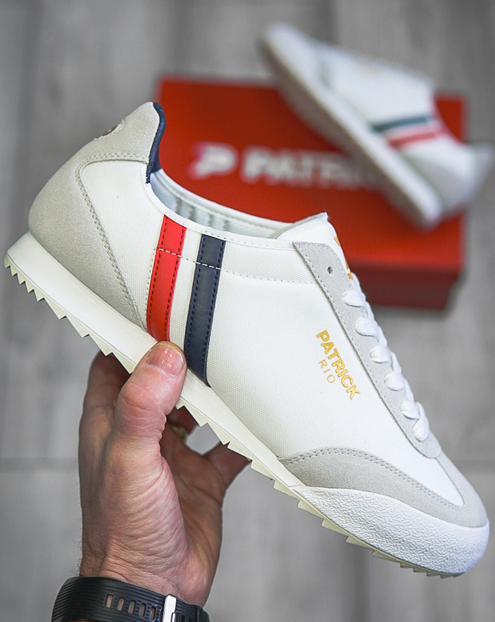 Patrick Rio Trainers White Navy Red