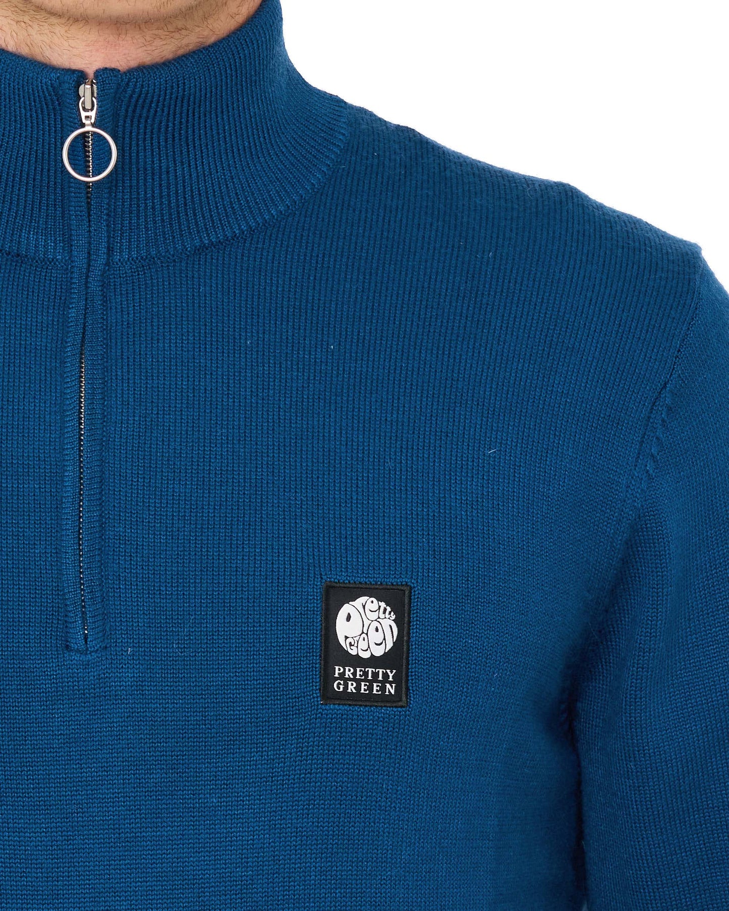 Pretty Green 1/4 Zip Merino Knit Dark Blue