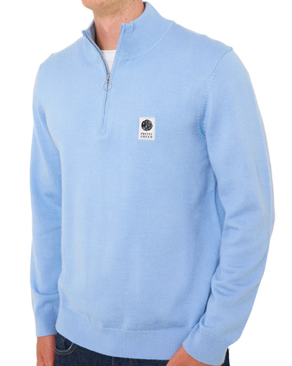 Pretty Green 1/4 Zip Merino Knit Sky Blue