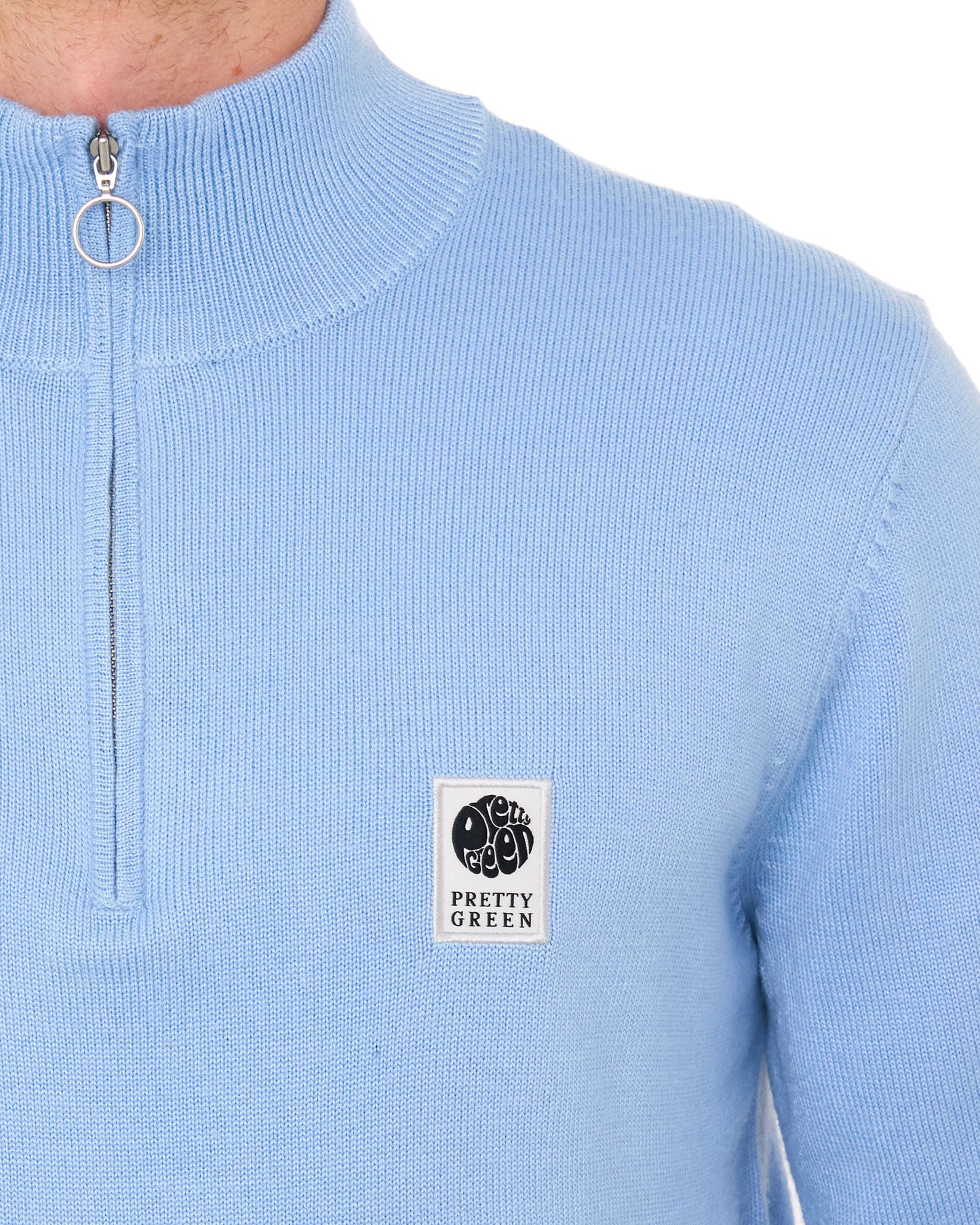 Pretty Green 1/4 Zip Merino Knit Sky Blue