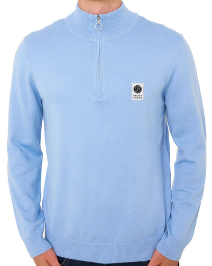 Pretty Green 1/4 Zip Merino Knit Sky Blue