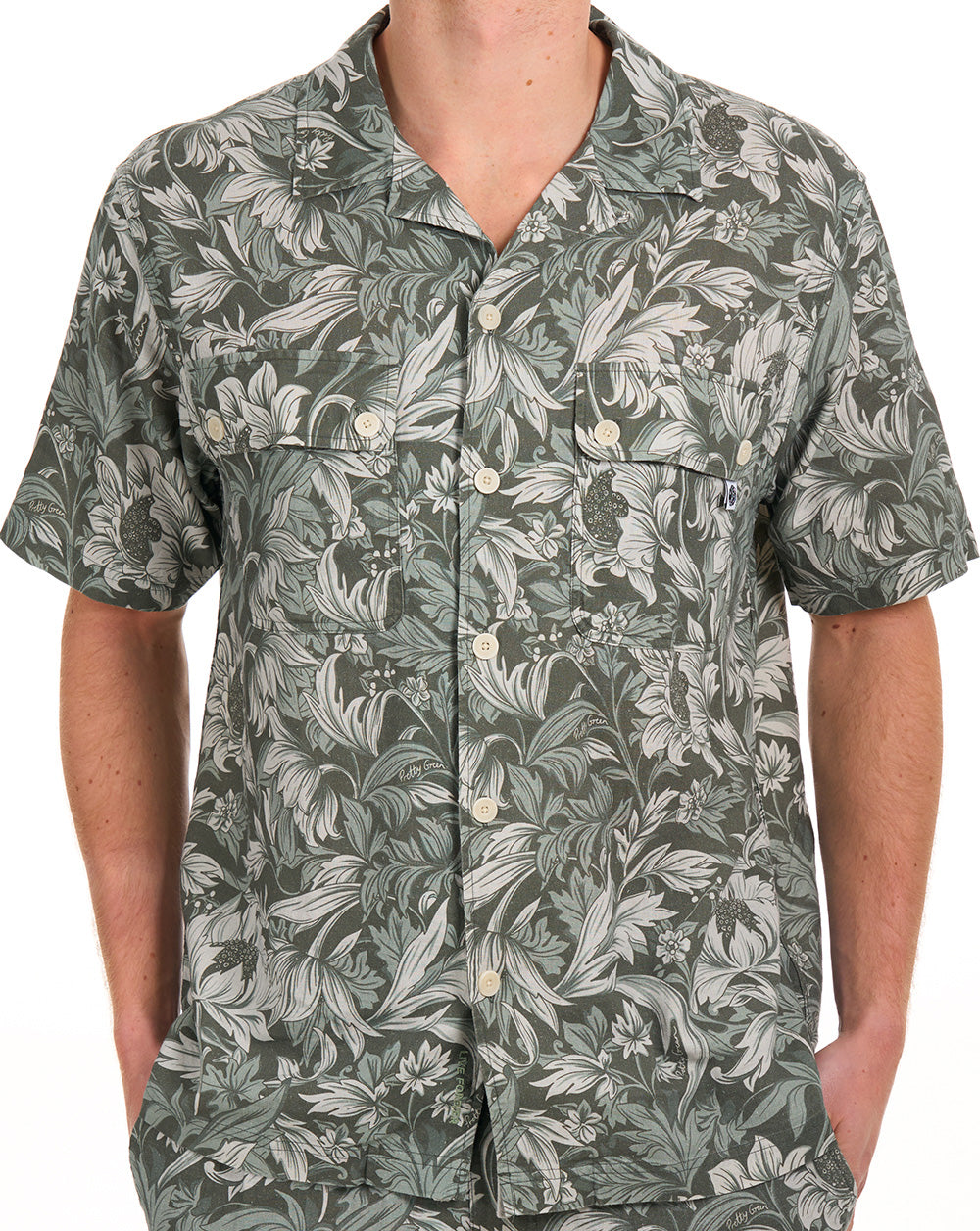 Pretty Green Bostall Printed SS Shirt Green