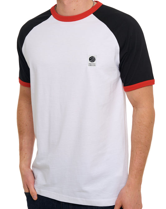 Pretty Green Pretty Green Cadence Colourblock T Shirt White