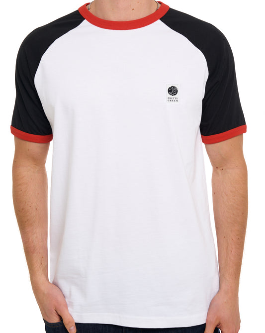 Pretty Green Pretty Green Cadence Colourblock T Shirt White