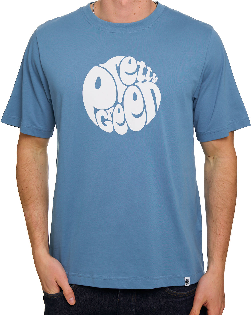 Pretty Green Gillespie Logo T Shirt Blue/White