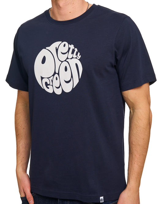 Pretty Green Pretty Green Gillespie Logo T Shirt Navy/White