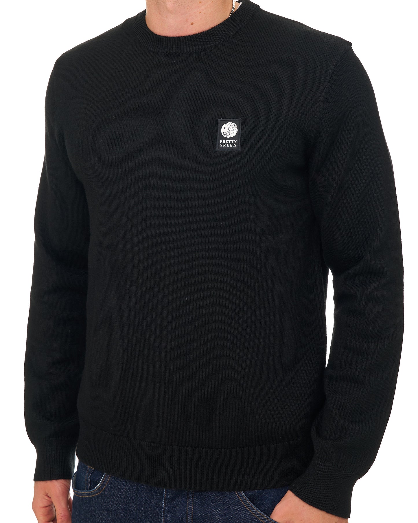 Pretty Green Merino Blend Crew Knit Black