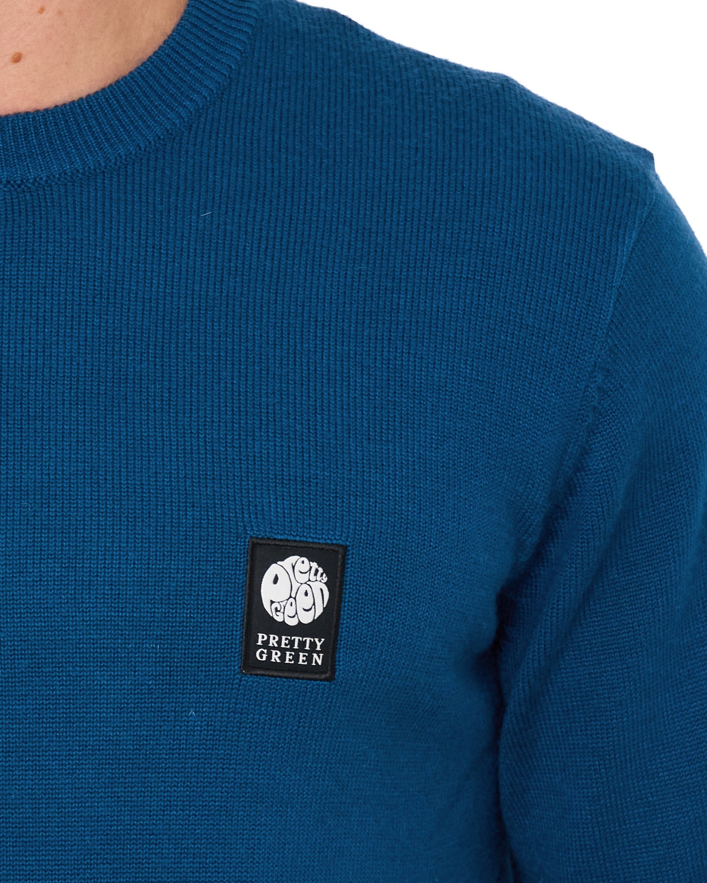 Pretty Green Merino Blend Crew Knit Dark Blue