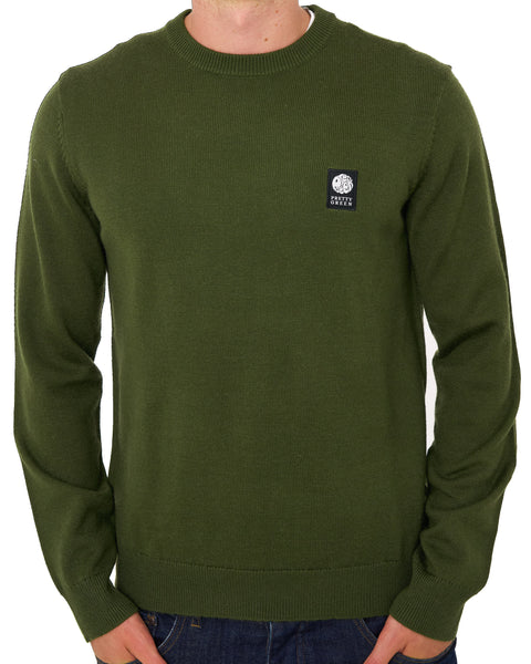 Pretty Green Merino Blend Crew Knit Khaki Green