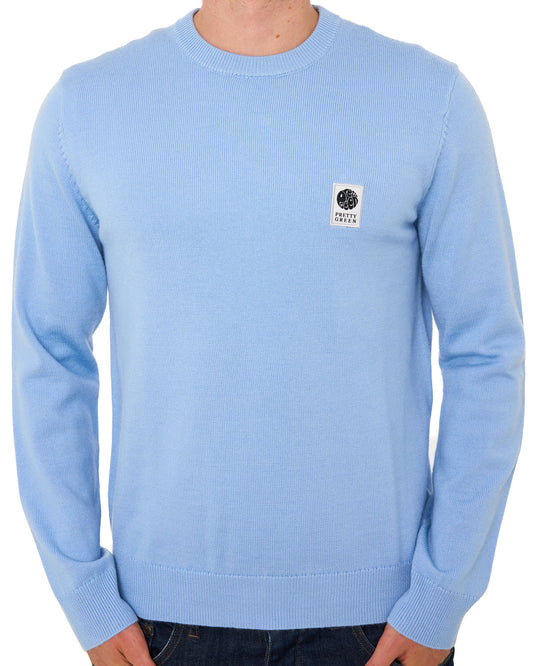 Pretty Green Pretty Green Merino Blend Crew Knit Sky Blue
