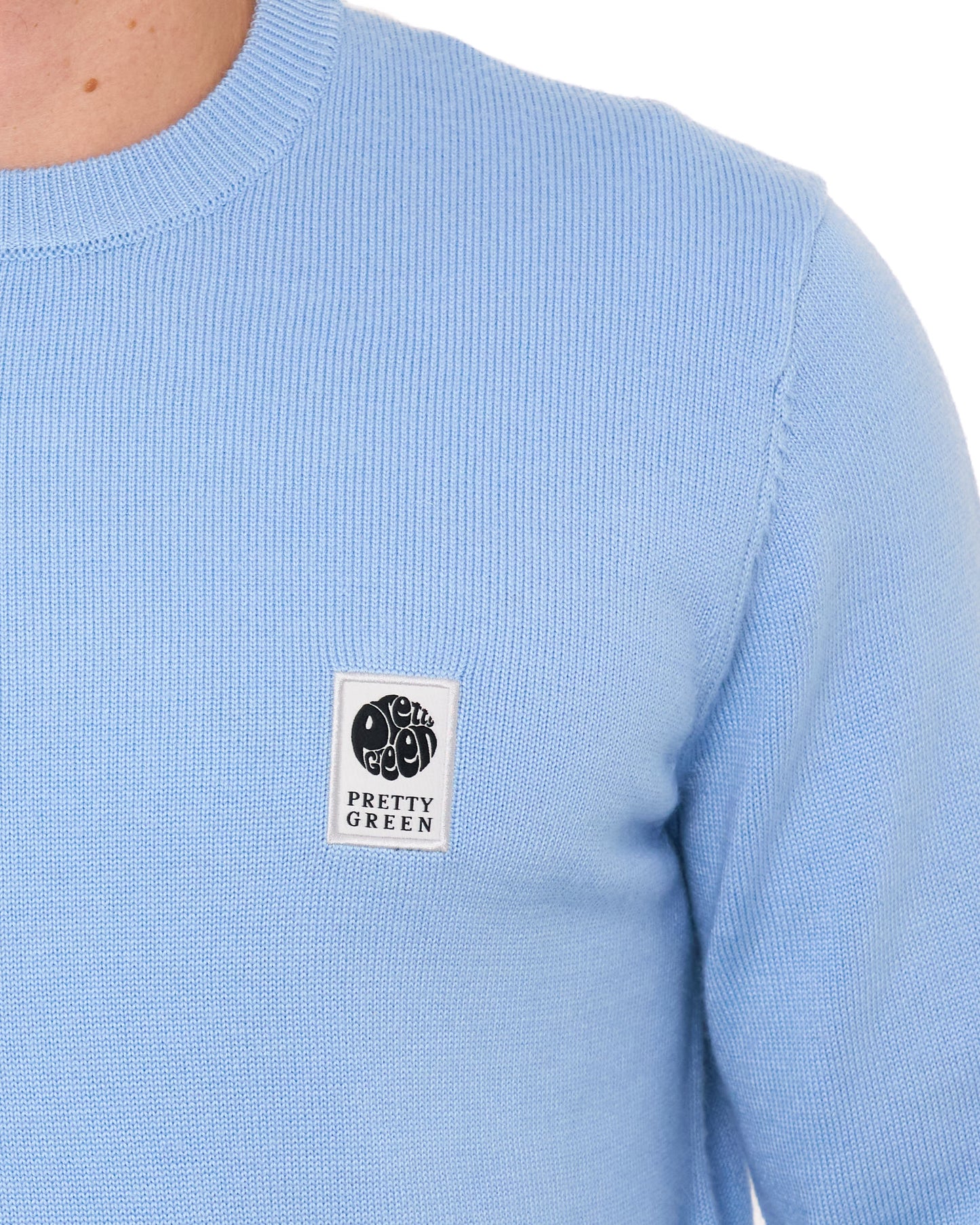 Pretty Green Merino Blend Crew Knit Sky Blue