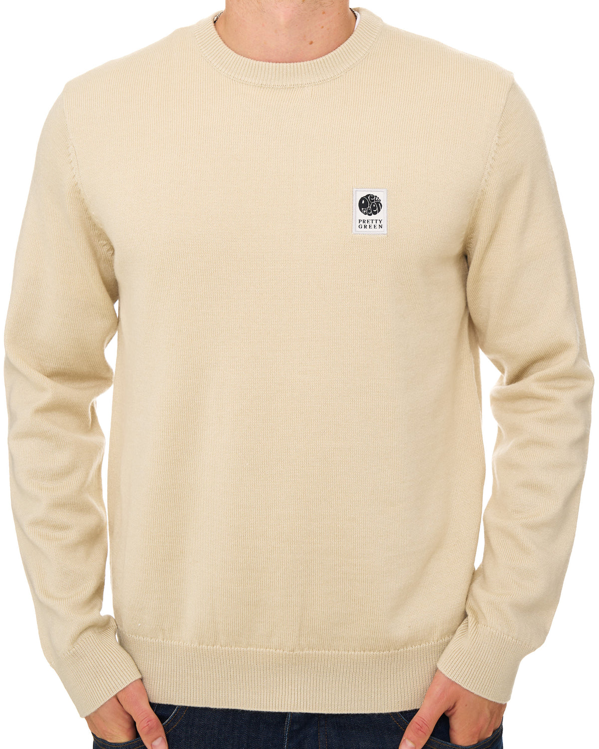 Pretty Green Merino Blend Crew Knit Stone
