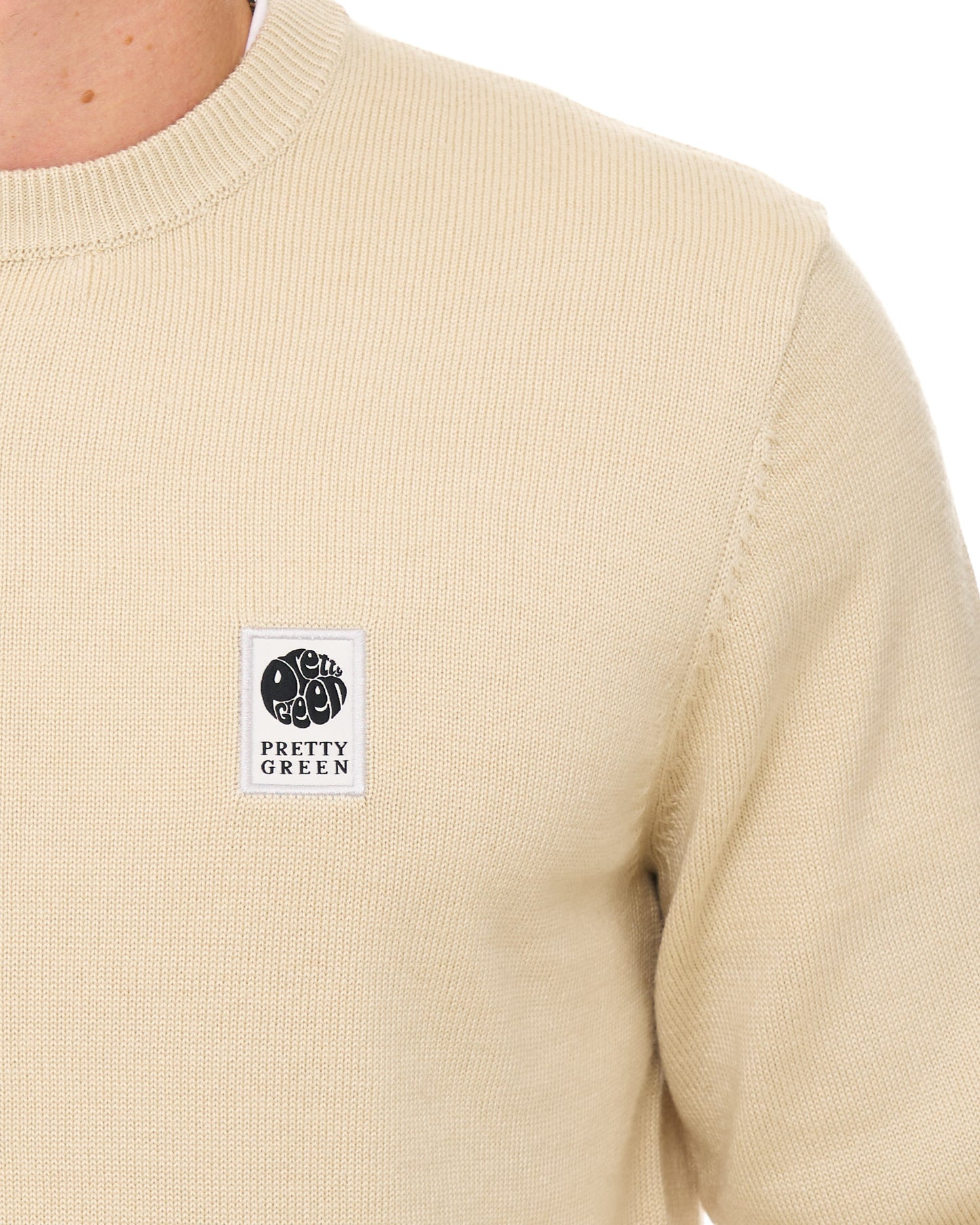 Pretty Green Merino Blend Crew Knit Stone