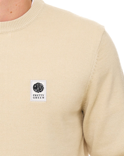 Pretty Green Merino Blend Crew Knit Stone