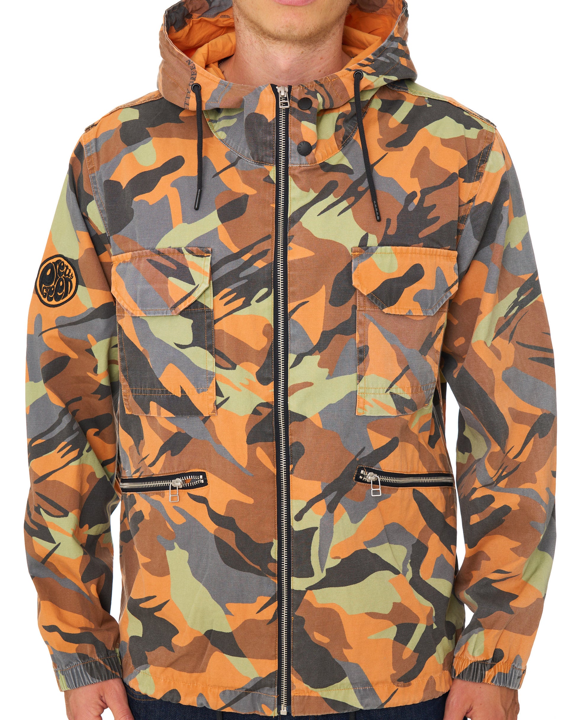 Pretty Green Rave Camo Hooded Jacket Multi